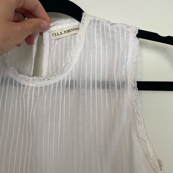 Ulla Johnson White Cotton Eyelet Sleeveless Top - Picture 2 of 7